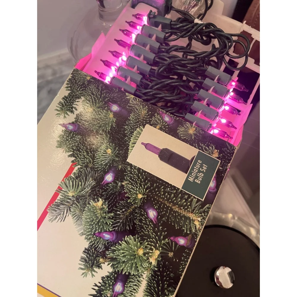 Lot of 4 NOS Holiday Living Purple Mini Lights 50-Count Sets Indoor Outdoor Rare